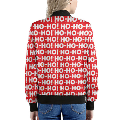 Christmas Ho Ho Ho Pattern Print Women's Bomber Jacket