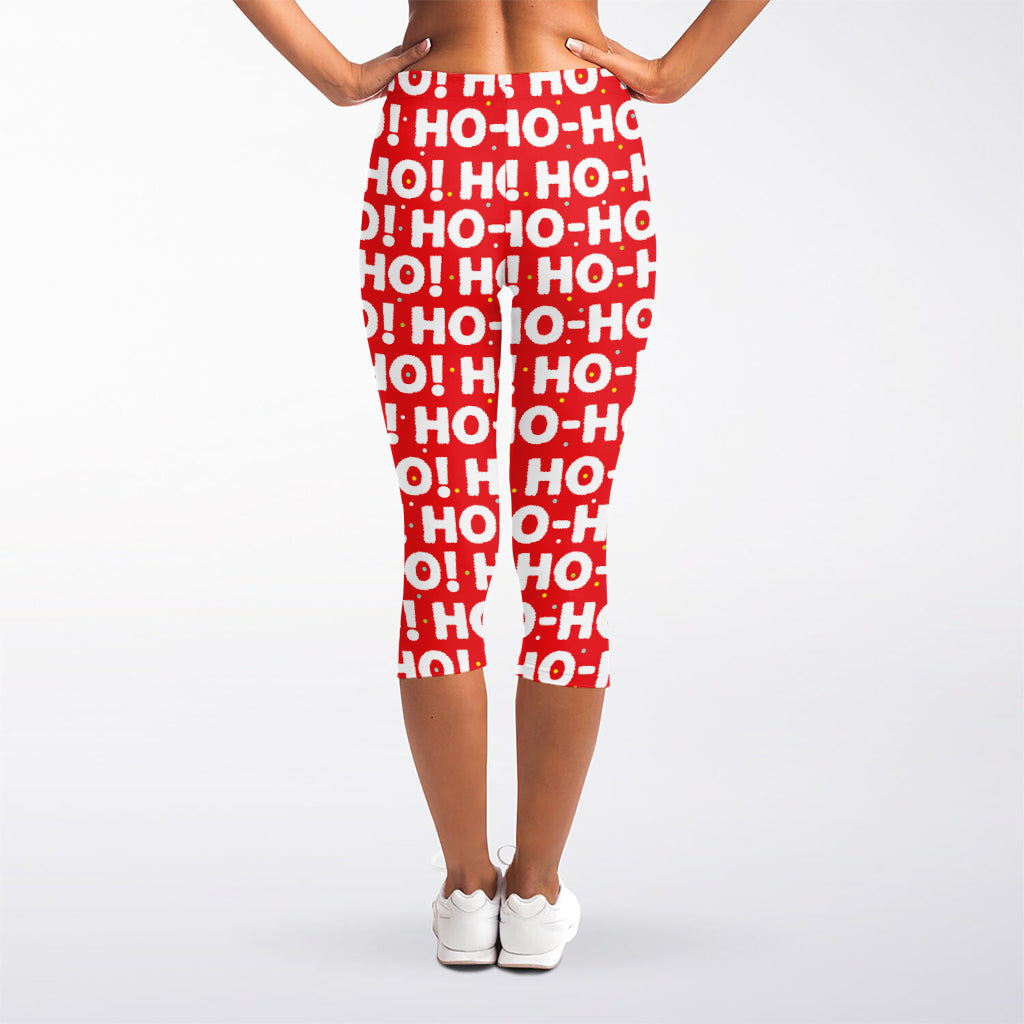 Christmas Ho Ho Ho Pattern Print Women's Capri Leggings