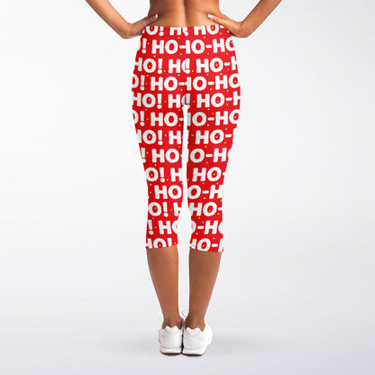 Christmas Ho Ho Ho Pattern Print Women's Capri Leggings