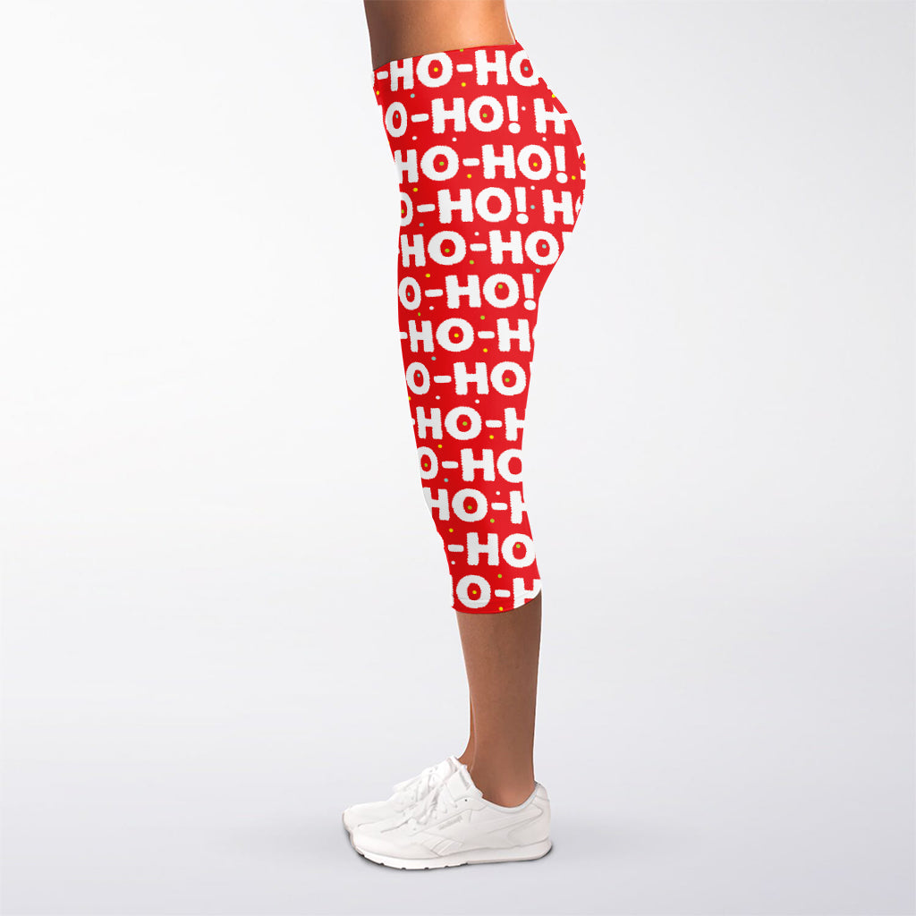Christmas Ho Ho Ho Pattern Print Women's Capri Leggings