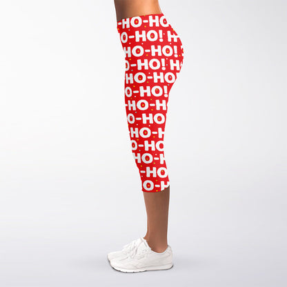 Christmas Ho Ho Ho Pattern Print Women's Capri Leggings