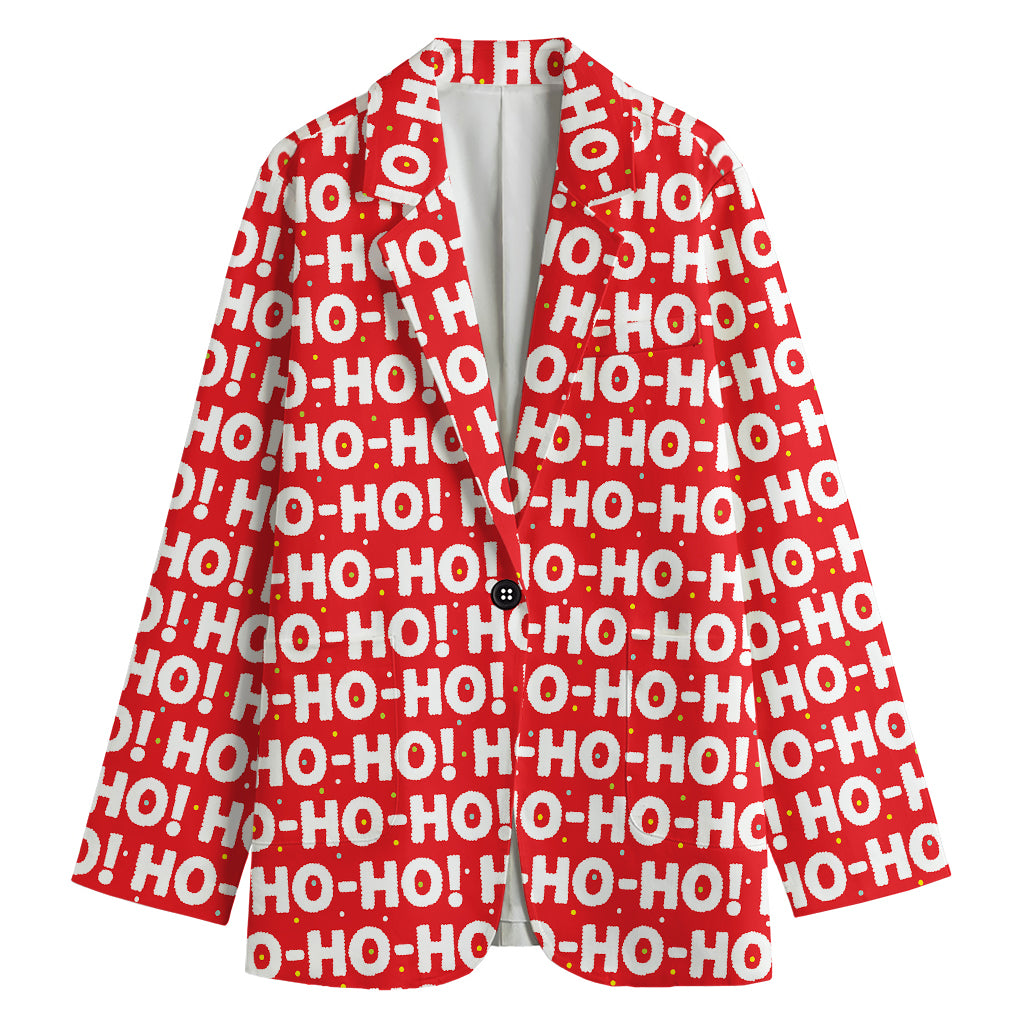 Christmas Ho Ho Ho Pattern Print Women's Cotton Blazer