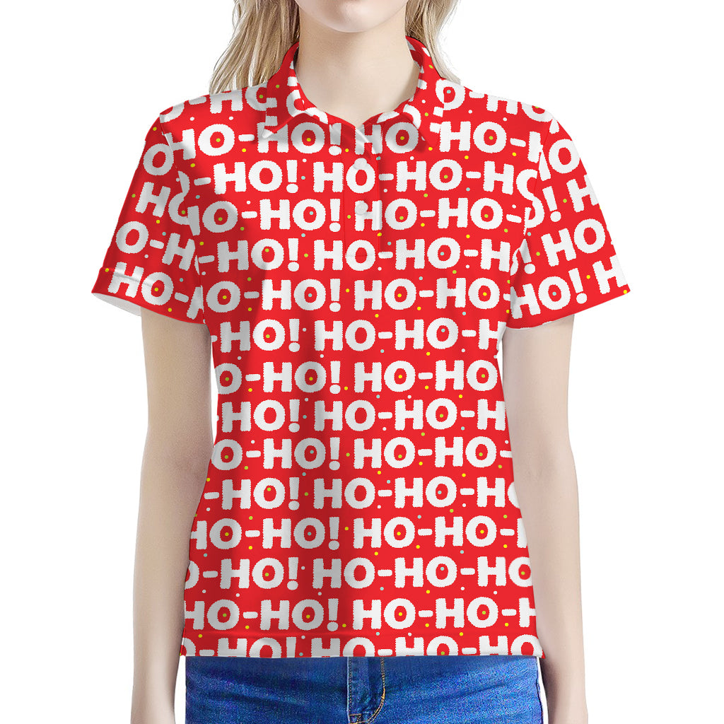 Christmas Ho Ho Ho Pattern Print Women's Polo Shirt
