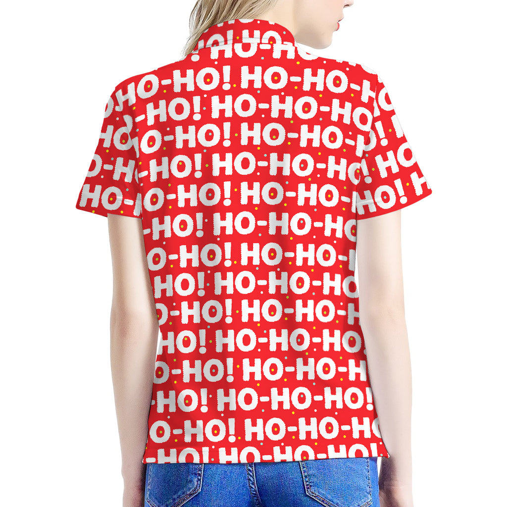 Christmas Ho Ho Ho Pattern Print Women's Polo Shirt