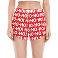 Christmas Ho Ho Ho Pattern Print Women's Split Running Shorts
