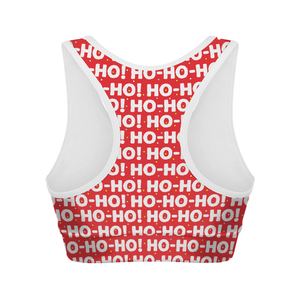 Christmas Ho Ho Ho Pattern Print Women's Sports Bra