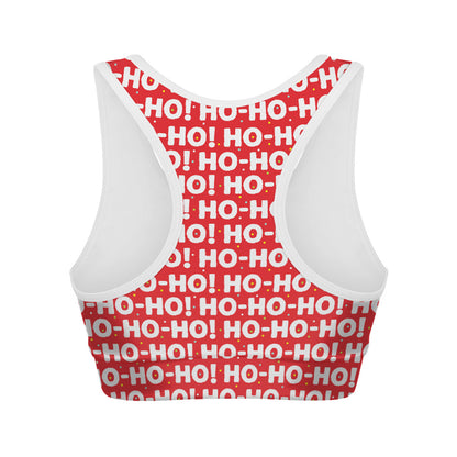 Christmas Ho Ho Ho Pattern Print Women's Sports Bra
