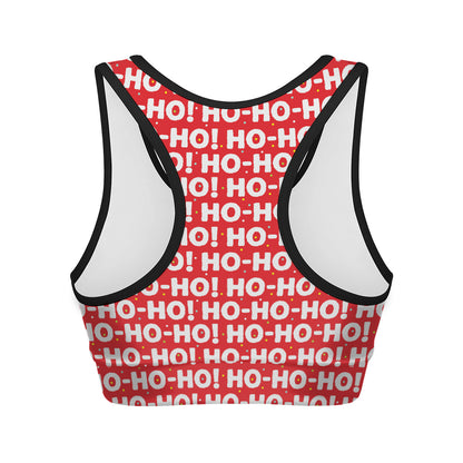 Christmas Ho Ho Ho Pattern Print Women's Sports Bra
