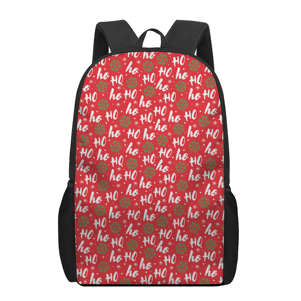 Christmas Hohoho Santa Claus Laugh Print 17 Inch Backpack