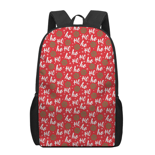 Christmas Hohoho Santa Claus Laugh Print 17 Inch Backpack