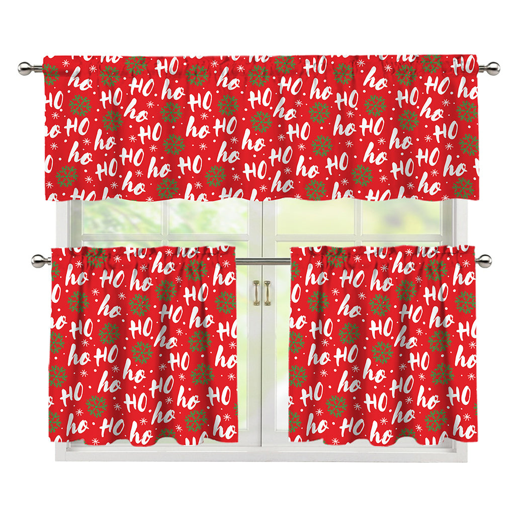 Christmas Hohoho Santa Claus Laugh Print 3 Piece Kitchen Curtains