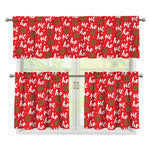 Christmas Hohoho Santa Claus Laugh Print 3 Piece Kitchen Curtains