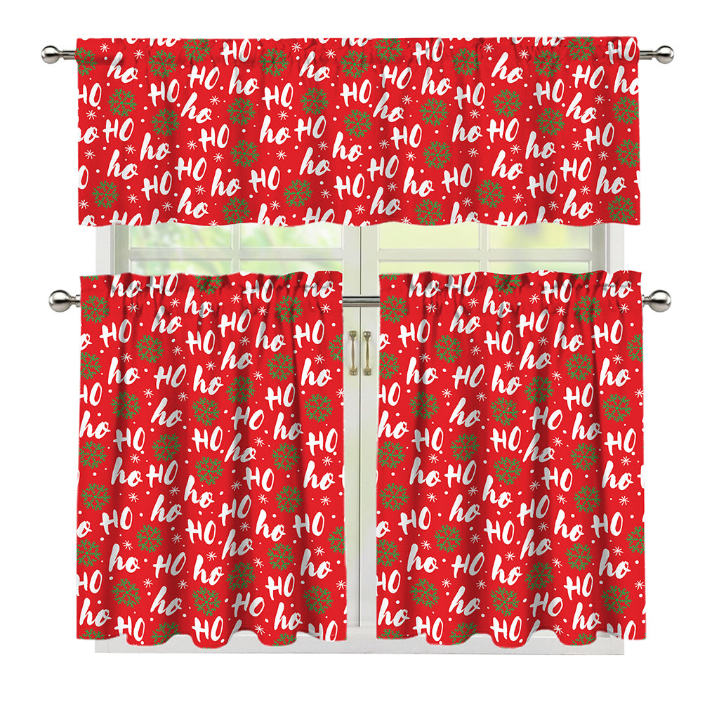 Christmas Hohoho Santa Claus Laugh Print 3 Piece Kitchen Curtains