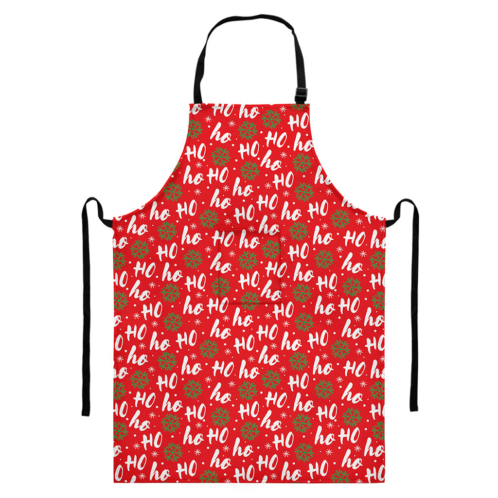Christmas Hohoho Santa Claus Laugh Print Bib Apron With Pocket