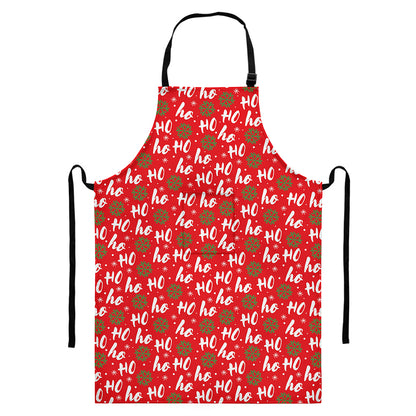 Christmas Hohoho Santa Claus Laugh Print Bib Apron With Pocket