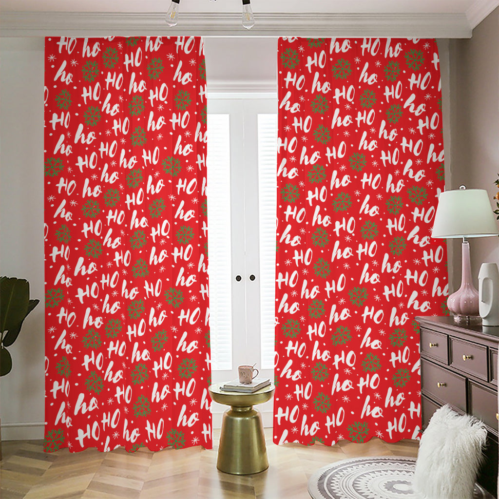 Christmas Hohoho Santa Claus Laugh Print Blackout Pencil Pleat Curtains