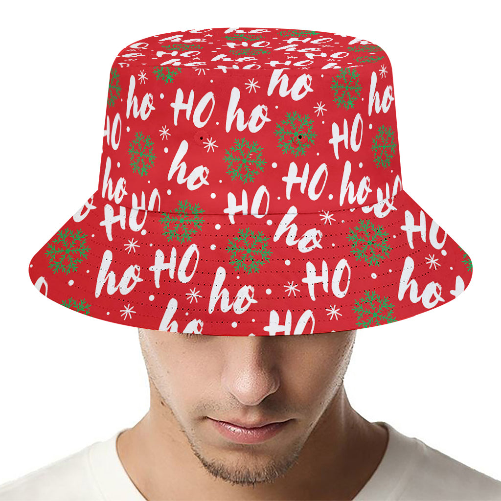 Christmas Hohoho Santa Claus Laugh Print Bucket Hat