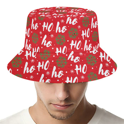 Christmas Hohoho Santa Claus Laugh Print Bucket Hat