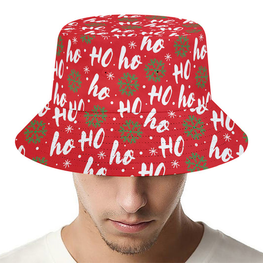 Christmas Hohoho Santa Claus Laugh Print Bucket Hat