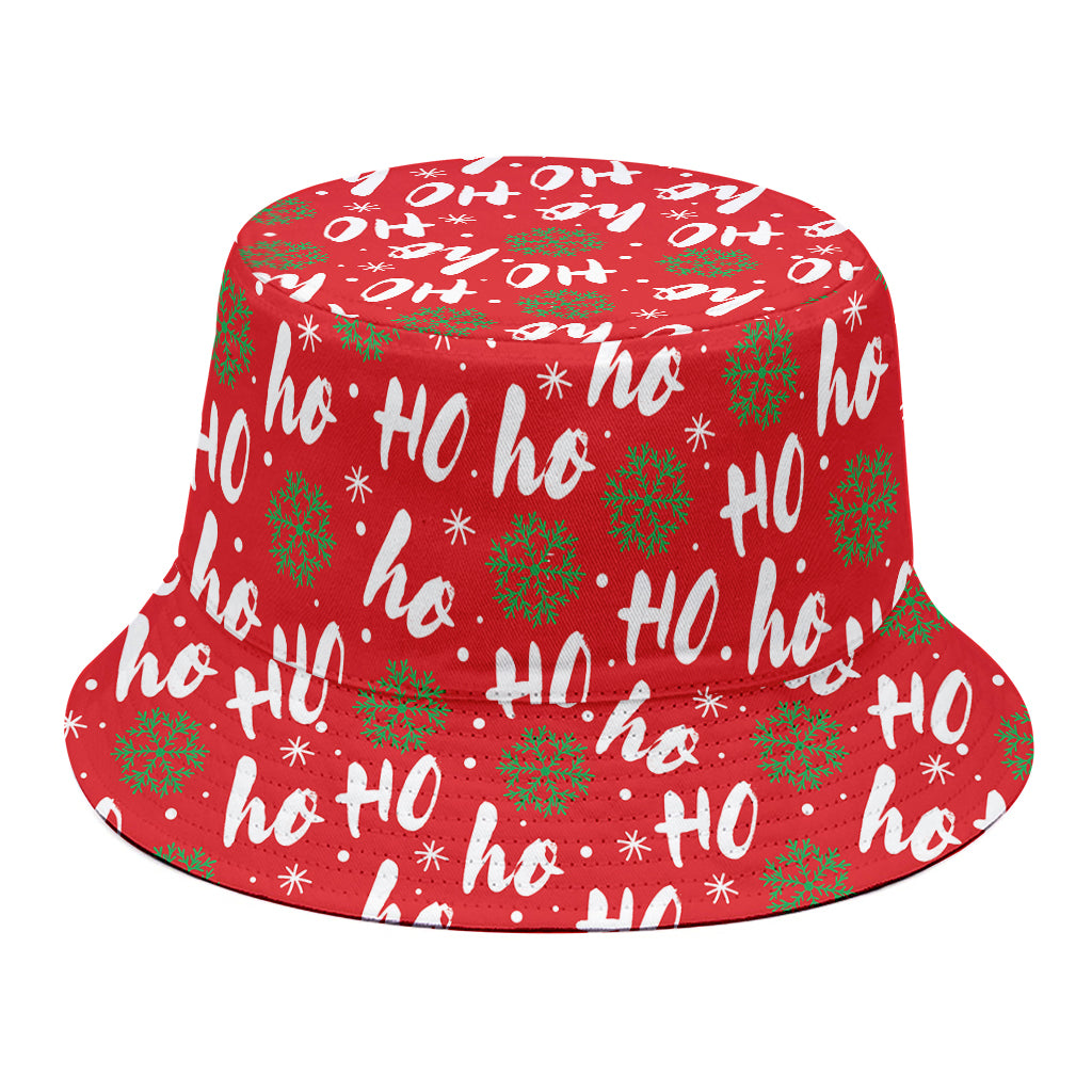 Christmas Hohoho Santa Claus Laugh Print Bucket Hat