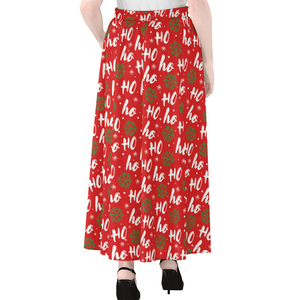 Christmas Hohoho Santa Claus Laugh Print Chiffon Maxi Skirt