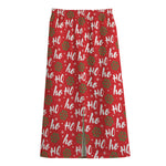 Christmas Hohoho Santa Claus Laugh Print Cotton Front Slit Maxi Skirt