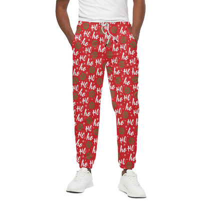 Christmas Hohoho Santa Claus Laugh Print Cotton Pants