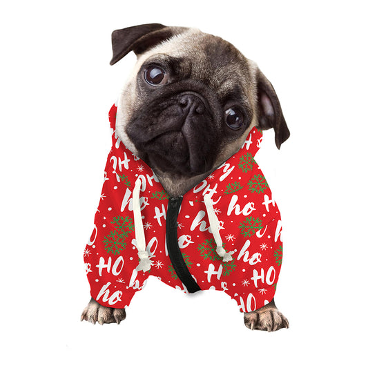 Christmas Hohoho Santa Claus Laugh Print Dog Zip Up Hoodie