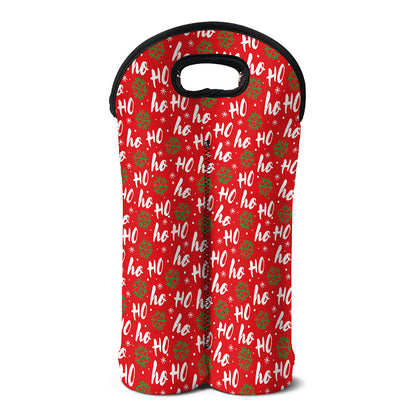 Christmas Hohoho Santa Claus Laugh Print Double Neoprene Wine Tote