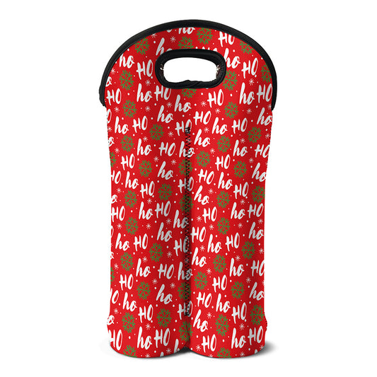 Christmas Hohoho Santa Claus Laugh Print Double Neoprene Wine Tote