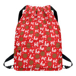Christmas Hohoho Santa Claus Laugh Print Drawstring Backpack