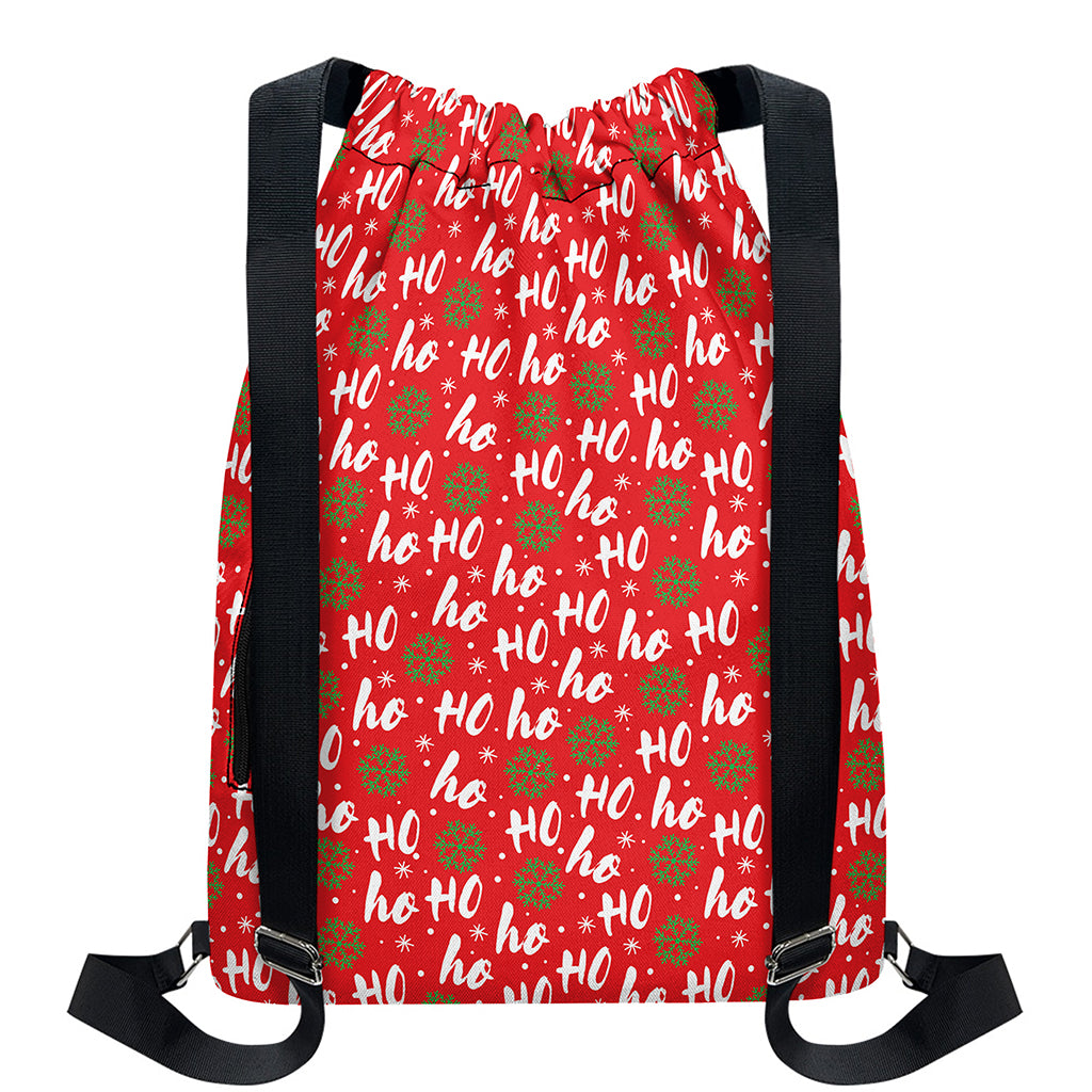 Christmas Hohoho Santa Claus Laugh Print Drawstring Backpack