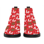 Christmas Hohoho Santa Claus Laugh Print Flat Ankle Boots
