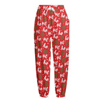 Christmas Hohoho Santa Claus Laugh Print Fleece Lined Knit Pants