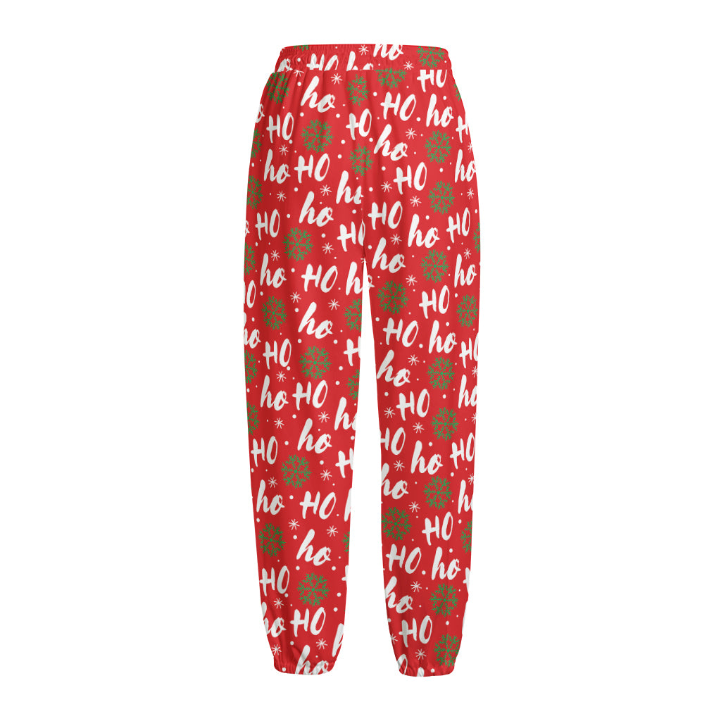Christmas Hohoho Santa Claus Laugh Print Fleece Lined Knit Pants