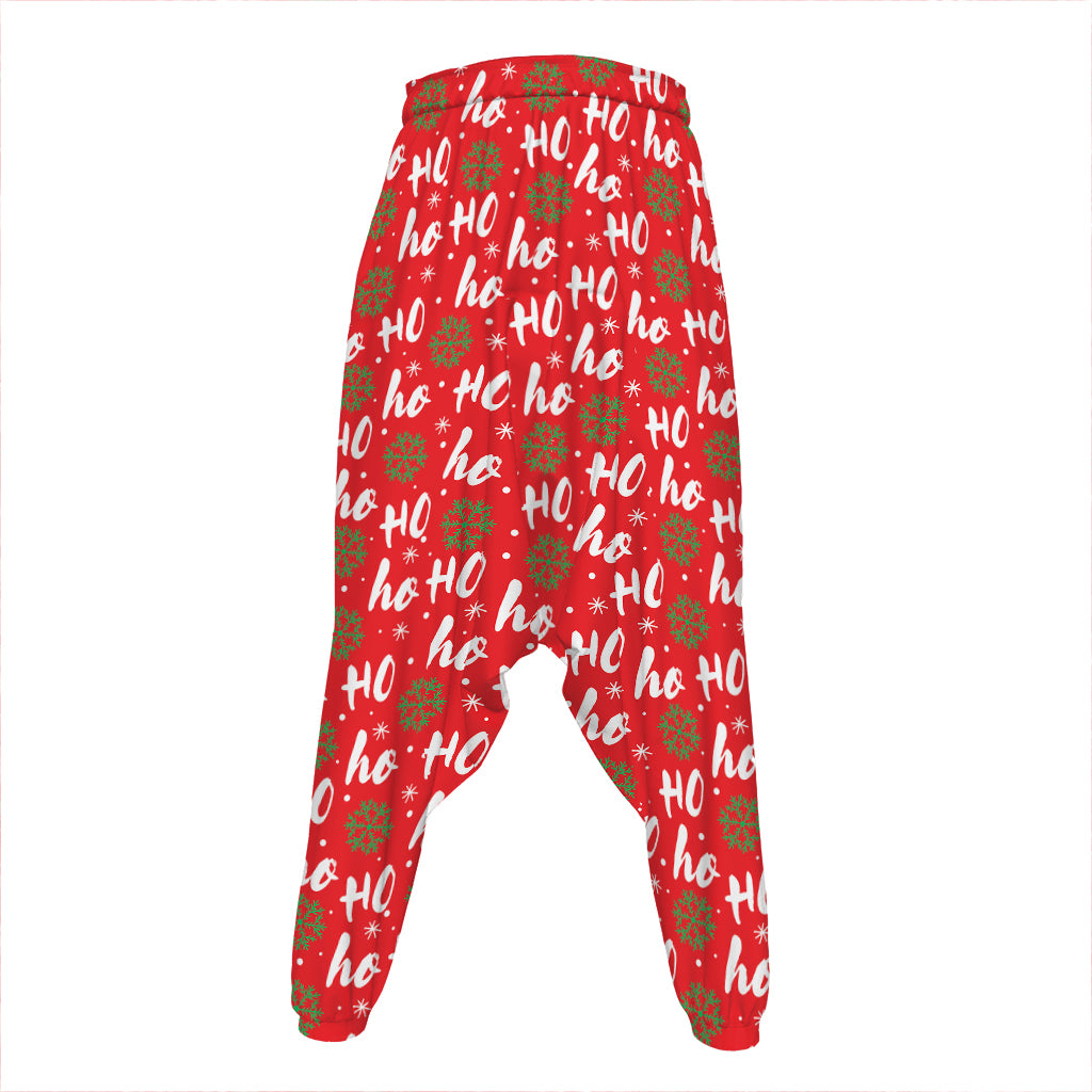 Christmas Hohoho Santa Claus Laugh Print Hammer Pants
