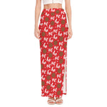 Christmas Hohoho Santa Claus Laugh Print High Slit Maxi Skirt