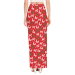 Christmas Hohoho Santa Claus Laugh Print High Slit Maxi Skirt