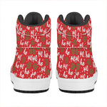 Christmas Hohoho Santa Claus Laugh Print High Top Leather Sneakers