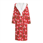 Christmas Hohoho Santa Claus Laugh Print Hooded Bathrobe
