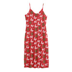Christmas Hohoho Santa Claus Laugh Print Jersey Midi Cami Dress