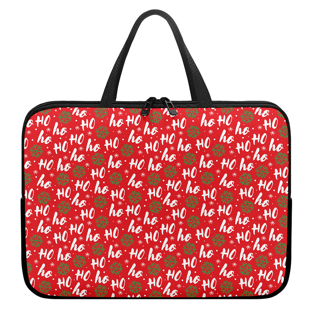 Christmas Hohoho Santa Claus Laugh Print Laptop Sleeve With Handle