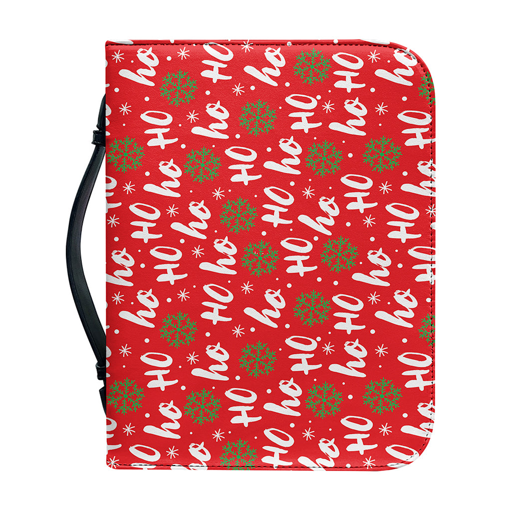 Christmas Hohoho Santa Claus Laugh Print Leather Bible Cover