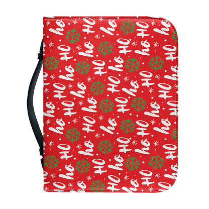 Christmas Hohoho Santa Claus Laugh Print Leather Bible Cover