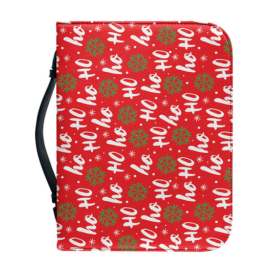 Christmas Hohoho Santa Claus Laugh Print Leather Bible Cover