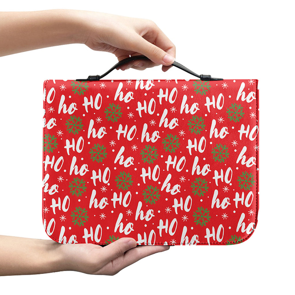 Christmas Hohoho Santa Claus Laugh Print Leather Bible Cover