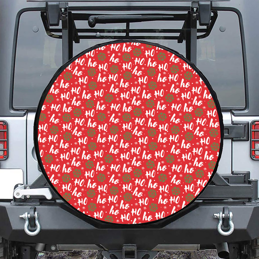 Christmas Hohoho Santa Claus Laugh Print Leather Spare Tire Cover