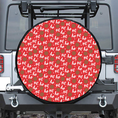 Christmas Hohoho Santa Claus Laugh Print Leather Spare Tire Cover