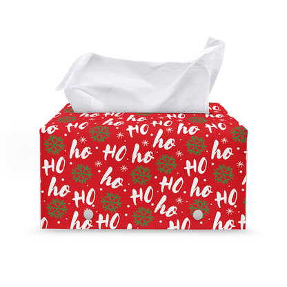 Christmas Hohoho Santa Claus Laugh Print Leather Tissue Box Cover