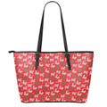 Christmas Hohoho Santa Claus Laugh Print Leather Tote Bag With Zipper